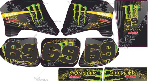 Комплект наклеек SUZUKI RM-125 RM-250 1996-1998 MONSTER