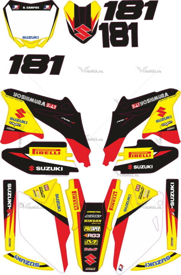 Комплект наклеек SUZUKI RMZ-450 2008-2017 CARMICHAEL