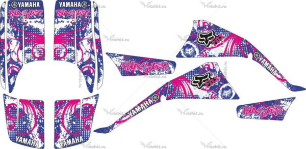 Комплект наклеек Yamaha BLASTER-200 PINK-GRAFFITY 1988-2018