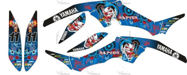 Комплект наклеек Yamaha RAPTOR-350 BLUE-CLOWN 2004-2014