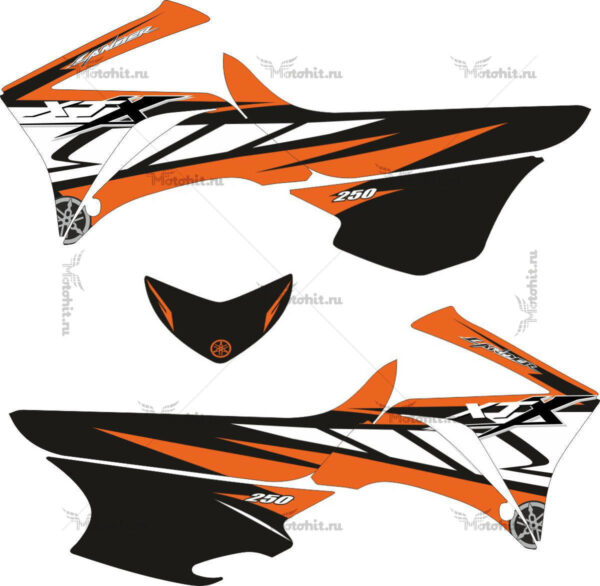 Комплект наклеек Yamaha XT-250 BLACKWHITEORANGE