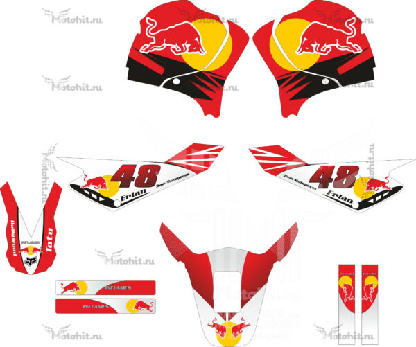 Комплект наклеек YAMAHA SEROW XT-225 Red Bull