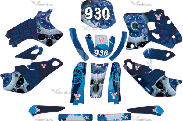 Комплект наклеек на мотоцикл YAMAHA YZ 80 1993-2001 blue-sculls