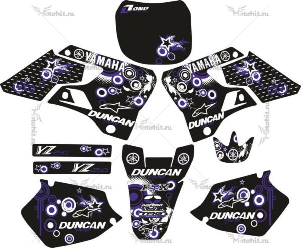 Комплект наклеек Yamaha YZ-125 YZ-250 1996-2001 VIOLET