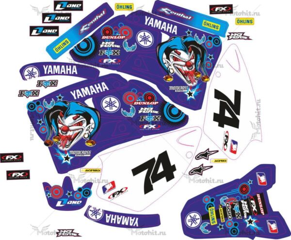 Комплект наклеек Yamaha YZ-125 YZ-250 1996-2001 VIOLET-MAD-CLOWN
