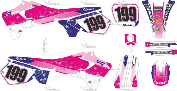 Комплект наклеек Yamaha YZ-125 YZ-250 1996-2001-PINKSTARS