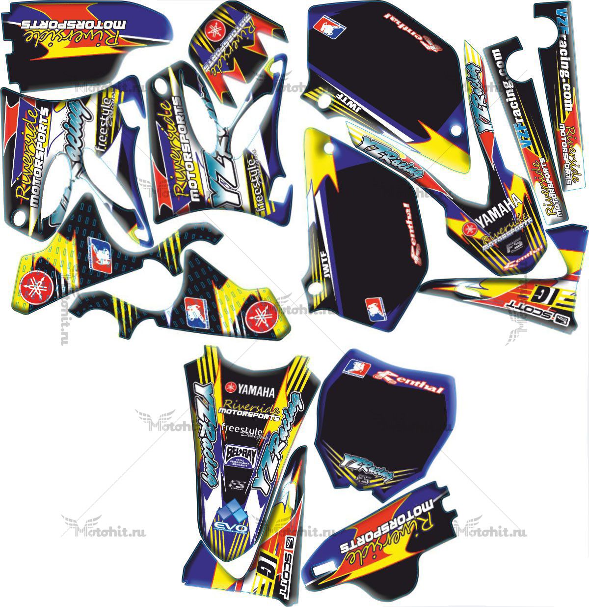 Комплект наклеек Yamaha YZ-125 YZ-250 2002-2014 RIVERSIDE2
