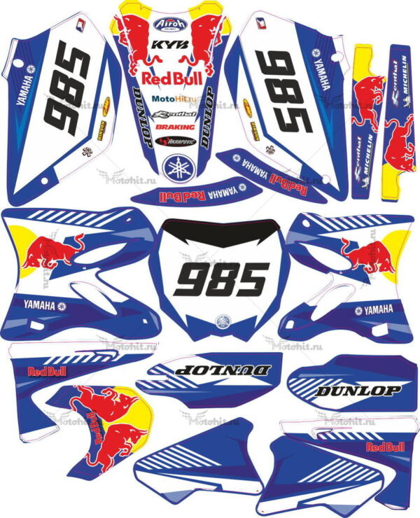 Комплект наклеек Yamaha YZ-125 YZ-250 2002-2014 RED-BULL--4