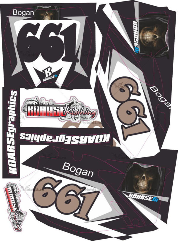 Комплект наклеек Yamaha YZ-125 YZ-250 2008-2008 REAPER-BLACK