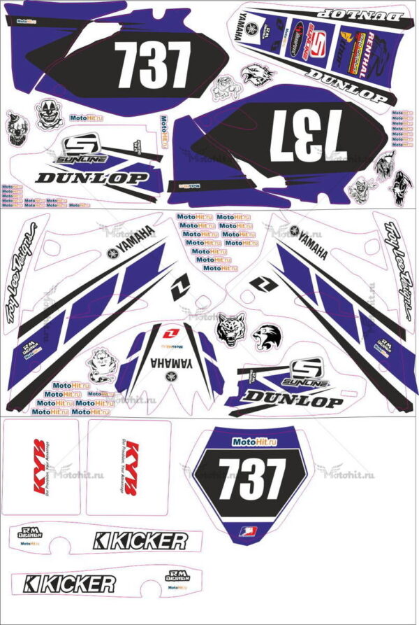 Комплект наклеек YAMAHA YZ-250F, YZ-450F 2006-2009 REDWEIS-BLUE