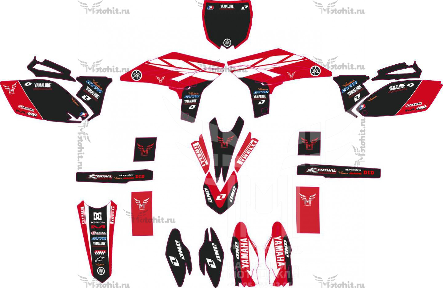 Комплект наклеек для YAMAHA YZ-250F 2010-2013 red-black