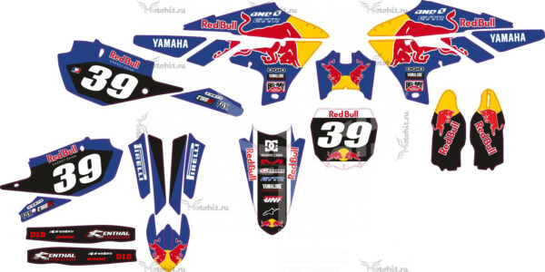 Комплект наклеек YAMAHA YZ-450F 2018 BLUE RED-BULL