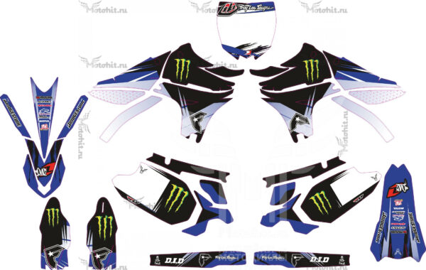 Комплект наклеек YAMAHA YZ-450F 2010-2013 BLACK BLUE MONSTER