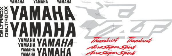Комплект наклеек Yamaha YZF-600-R 1998-2001 THUNDERCAT-BLACK-SILVER