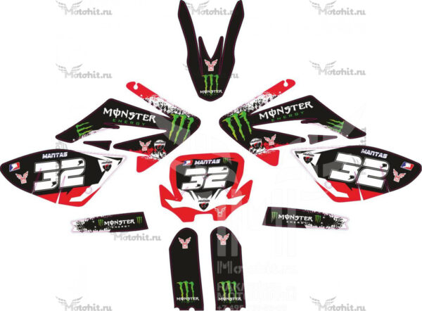 Комплект наклеек на CRF-70 MOD1 BLACK RED MONSTER