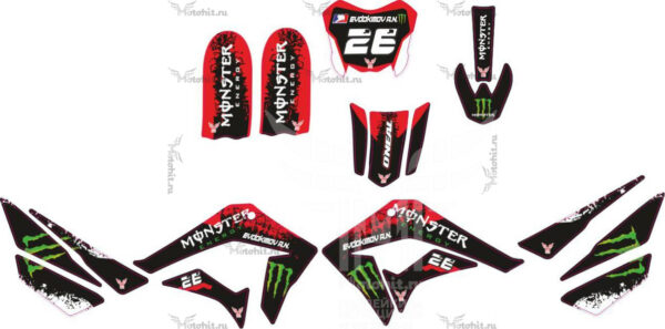 Комплект наклеек на кроссовый мотоцикл kayo-gp-1-black-red-monster