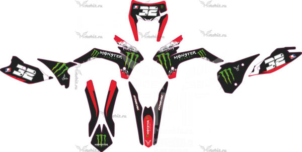 Комплект наклеек GR-1 Black-Red Monster