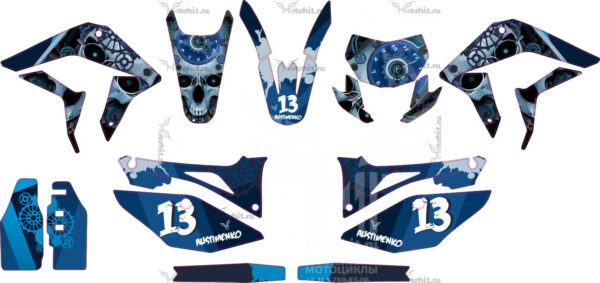 Комплект наклеек KAYO T2,T4,T6 BLUE SCULL