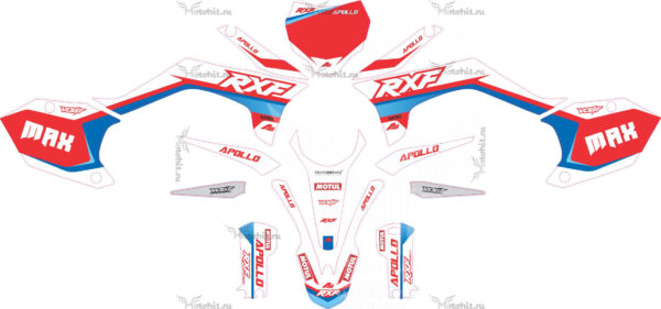 Комплект наклеек APOLLO RXF WHITE-RED-BLUE MAX