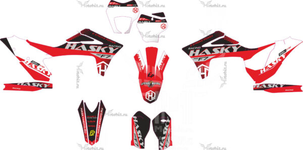 Комплект наклеек HASKY F7 2023 Red-Black