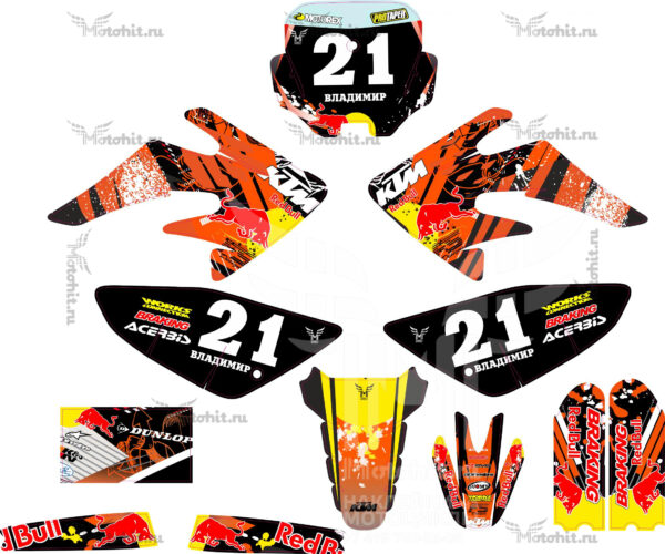 Комплект наклеек KAYO 2013-2016 CRF-70 KTM RED BULL STYLE