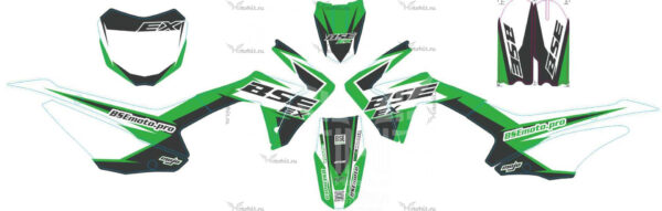 Комплект наклеек на мотоцикл BSE-EX-125-2020 green (old dx plastic)