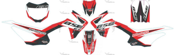 Комплект наклеек на мотоцикл BSE-EX-125-2020 grey-red (old dx plastic)
