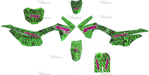 Комплект наклеек на мотоцикл BSE-EX-MAX-13-2020 (GREEN-PINK)
