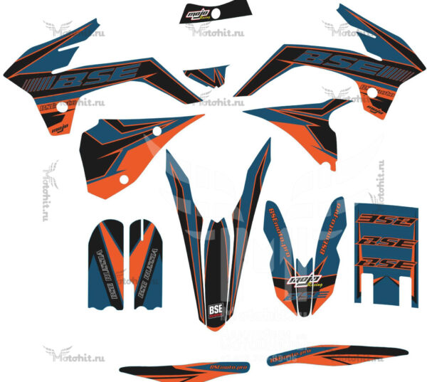 Комплект наклеек на мотоцикл BSE-J1-2020-LE12 blue-black-orange
