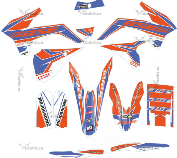 Комплект наклеек на мотоцикл BSE-J1-2020-LE12-BLUE-ORANGE
