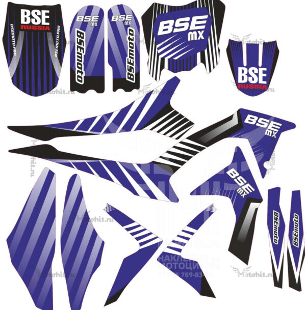 Комплект наклеек на мотоцикл BSE-MX DARK-BLUE