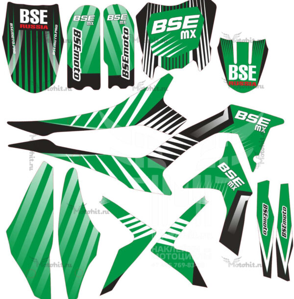 Комплект наклеек на мотоцикл BSE-MX-2018 GREEN