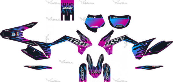 Комплект наклеек на мотоцикл BSE Z1 2018+ HOT-ROD-BLUE-PINK