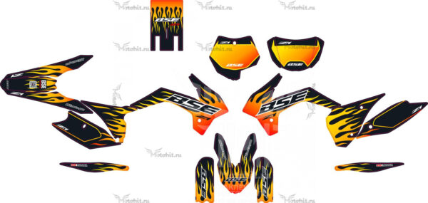 Комплект наклеек на мотоцикл BSE Z1 2018+ HOT-ROD BLACK-ORANGE