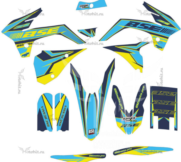 Комплект наклеек на мотоцикл BSE-Z2-2020 BLUE-YELLOW