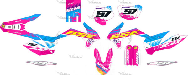 Комплект наклеек на мотоцикл BSE-Z2 PINK-BLUE 2020+