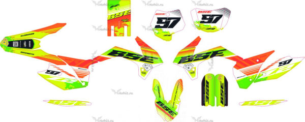 Комплект наклеек на мотоцикл BSE-Z2 GREEN-ORANGE 2020+