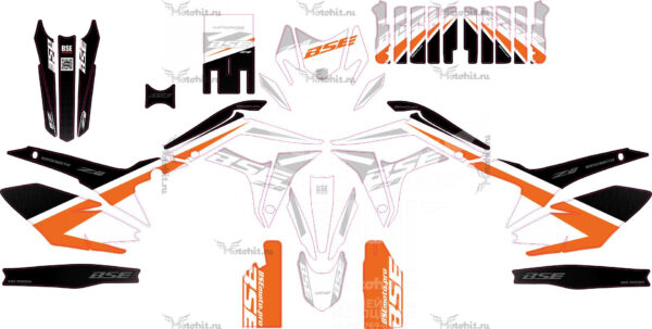 Комплект наклеек на мотоцикл BSE-Z8 Grey Orange Black
