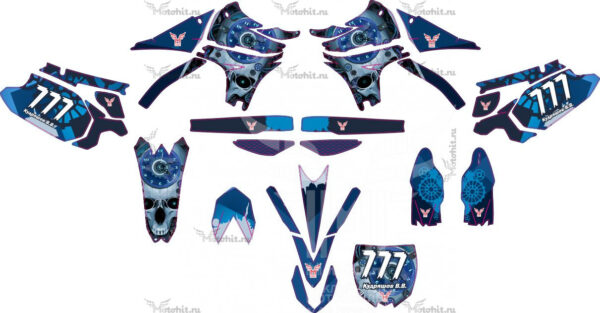 Комплект наклеек на мотоцикл YAMAHA YZ-450F 2010-2013-Blue-Sculls
