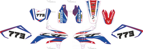Комплект наклеек на мотоцикл HONDA CRF-250R 2010-2013 blue-red-white-stripes