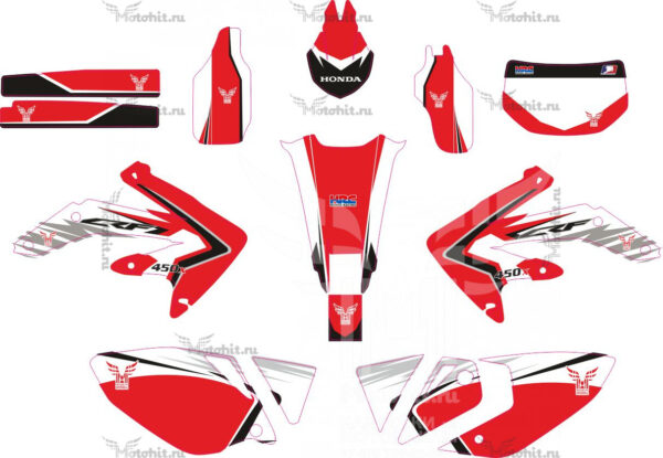 Комплект наклеек на мотоцикл Honda CRF-450-X 2009-red-black-stripes