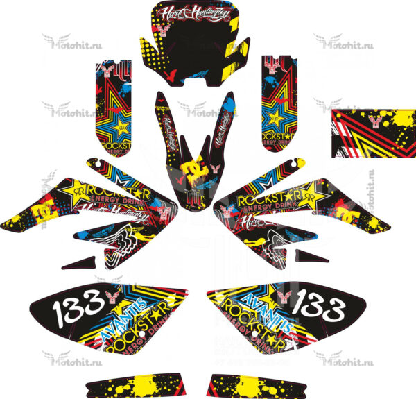 Комплект наклеек на мотоцикл Old Avantis (CRF-70)-rainbow-Suzuki