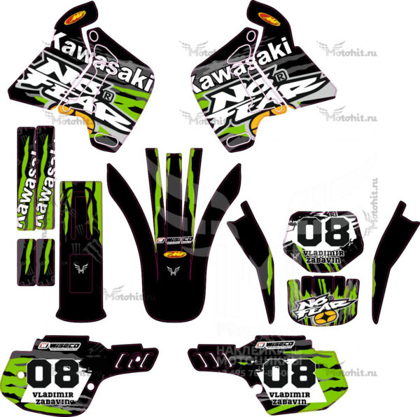 Комплект наклеек Kawasaki KDX 200-220 1995-2006 NO FEAR