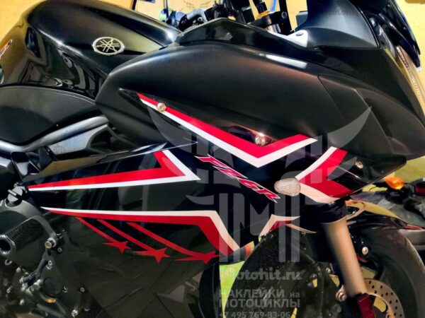 Комплект наклеек Yamaha FZ-6R 2009-2015 RED WHITE STARS — изображение 3