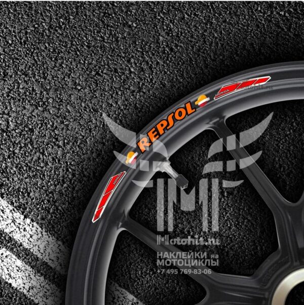 Комплект наклеек на обод колеса мотоцикла HONDA REPSOL