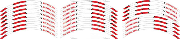 Комплект наклеек на обод колеса мотоцикла HONDA RED BLACK STRIPES