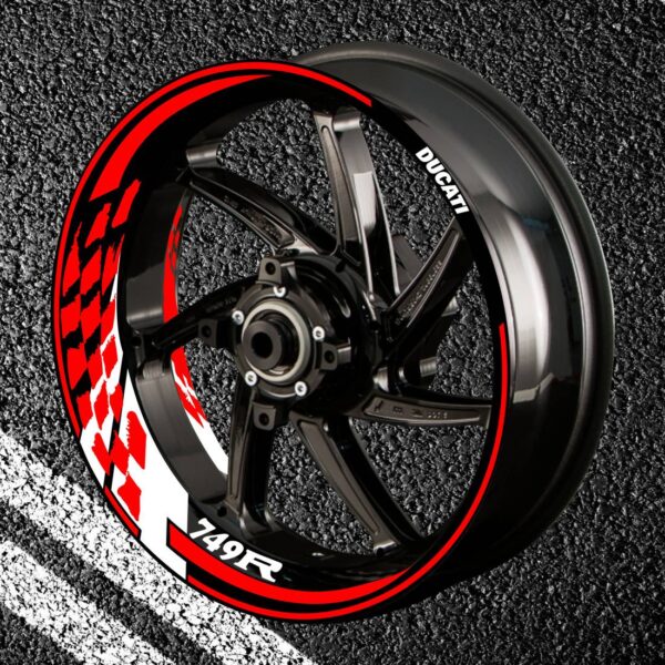 Комплект огненных наклеек на колеса мотоцикла DUCATI 749-R