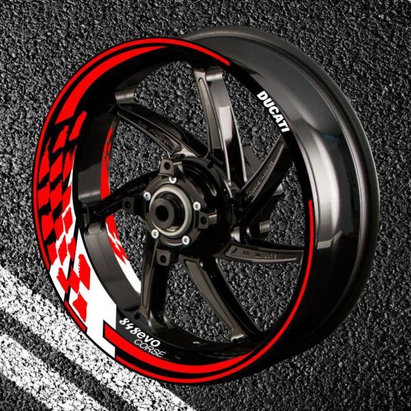Комплект огненных наклеек на колеса мотоцикла DUCATI 848-EVO-CORSE