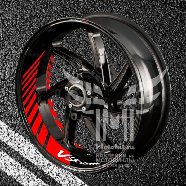 Комплект наклеек с полосами на колеса мотоцикла SUZUKI V-STROM