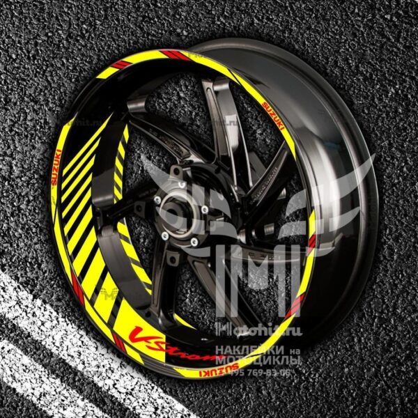 Комплект наклеек с полосами на колеса мотоцикла SUZUKI V-STROM